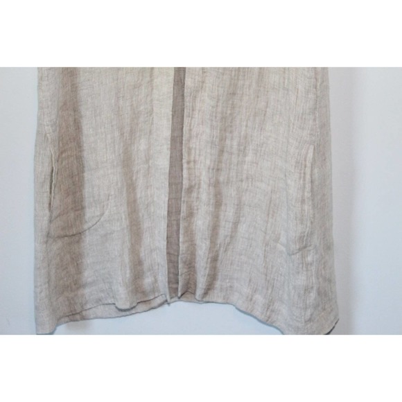 J. Jill 100% Linen Tunic Duster Sleeveless Vest Tan Women's Size Large H14872 - Picture 4 of 11